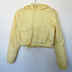 Yellow Cropped Puffer Jacket